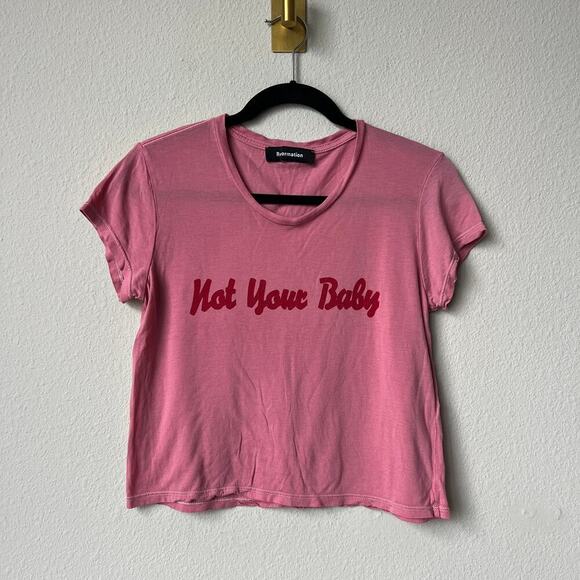 Reformation Hanna Not Your Baby Pink Cropped Tee Size S - Picture 2 of 6